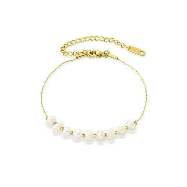 14k Gold Plated Stainless Steel Fresh Water Pearl Bead Bracelet - Fidget Anxiety Relief Jewellery - Mindful Rings
