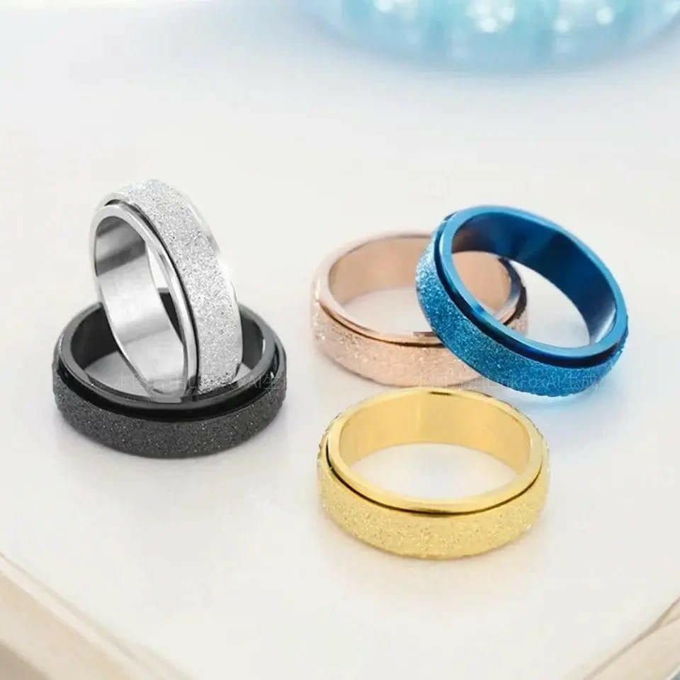 6mm Frosted Glitter Titanium Rotating Ring - Black - Mindful Rings