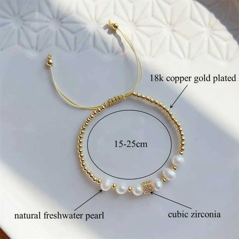 Cube Fresh Water Pearl Fidget Bracelet - 18K Gold Plated Anxiety Relief Jewellery - Mindful Rings