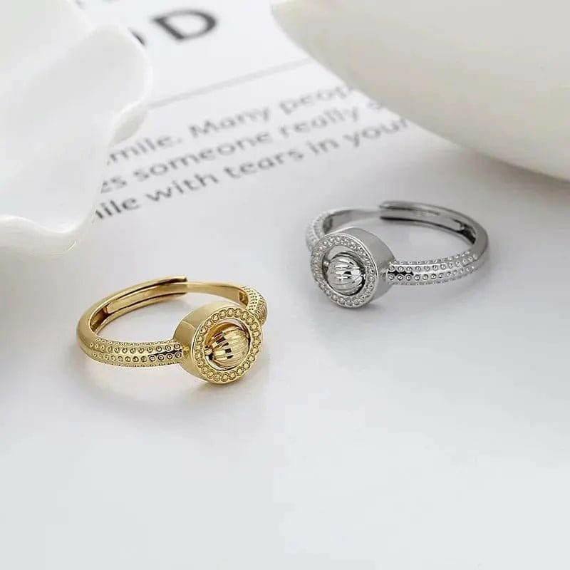 Mental Health Matters Bead Gold Plated Ring - Spinning Rotating Fidget Anxiety Ring - Mindful Rings