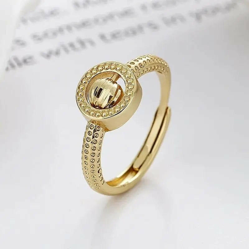 Mental Health Matters Bead Gold Plated Ring - Spinning Rotating Fidget Anxiety Ring - Mindful Rings