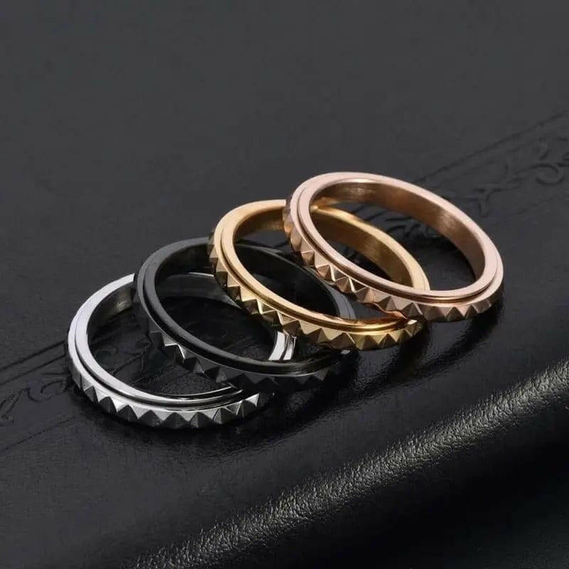 Mental Health Matters Black Pyramid Black 3mm Spinning Anxiety Ring - Mindful Rings