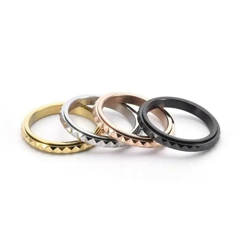 Mental Health Matters Black Pyramid Black 3mm Spinning Anxiety Ring - Mindful Rings