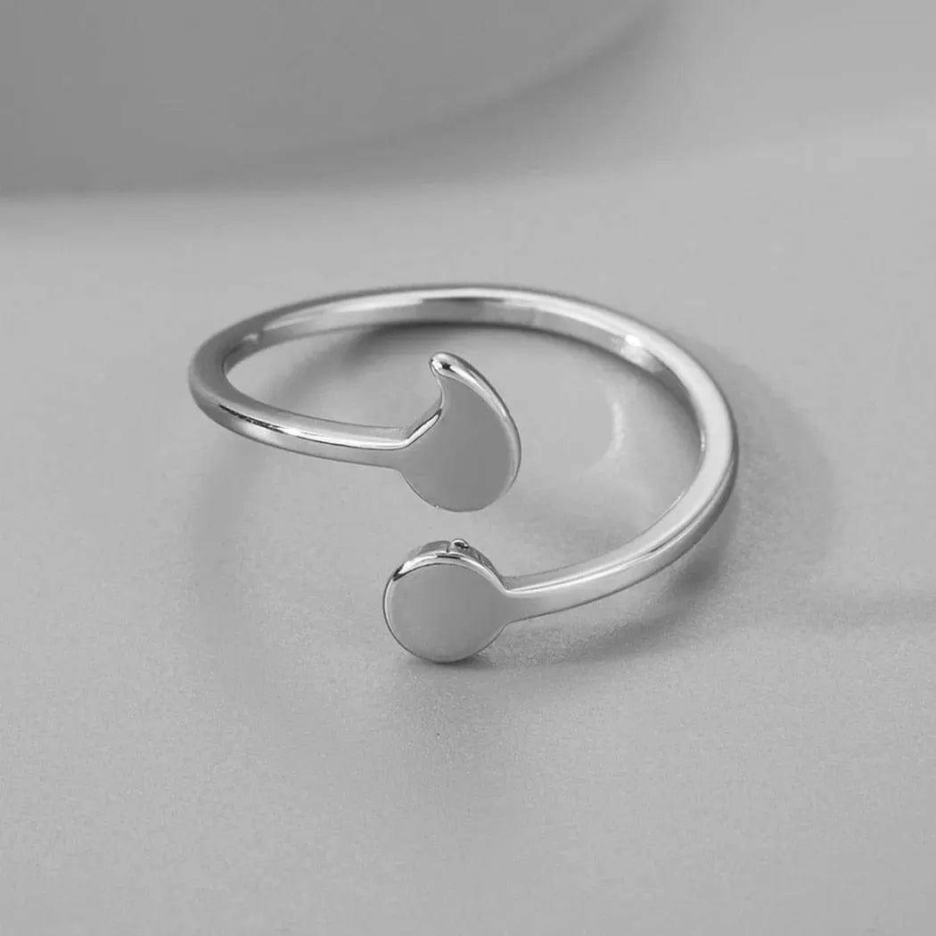 Mental Health Matters - Silver Semicolon Adjustable Size 5 to 10 - Mindful Rings