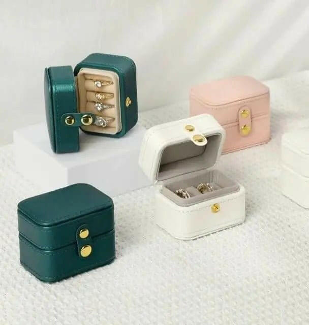 Mini Travel Ring Storage Box PU Leather Black and Pink - Mindful Rings