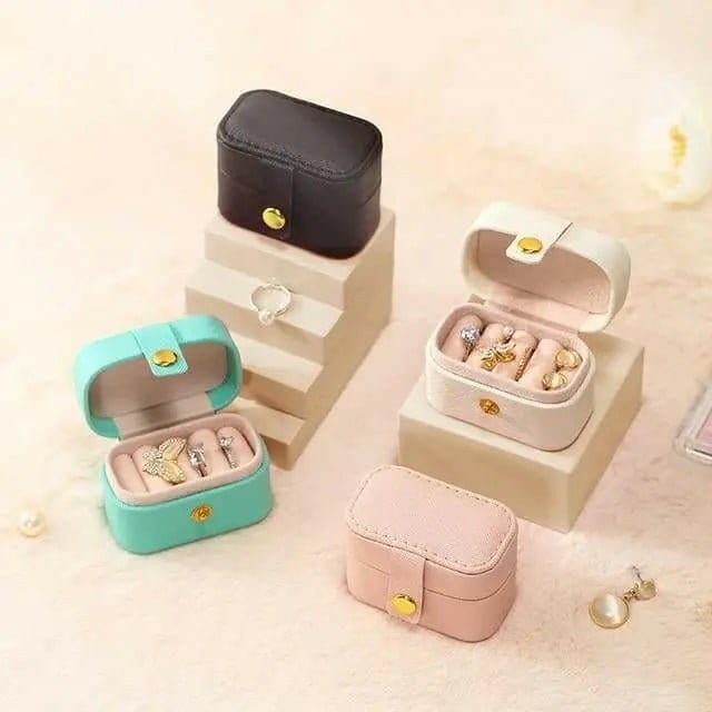 Mini Travel Ring Storage Box PU Leather Black and Pink - Mindful Rings