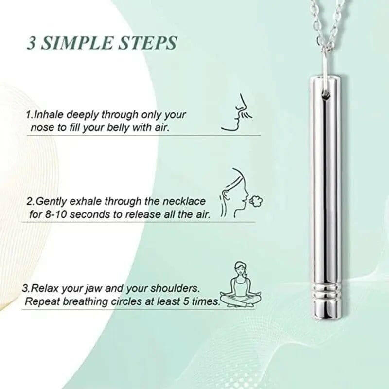 Silver Necklace Mindful Breathing Necklace Stress Relief - Mindful Rings
