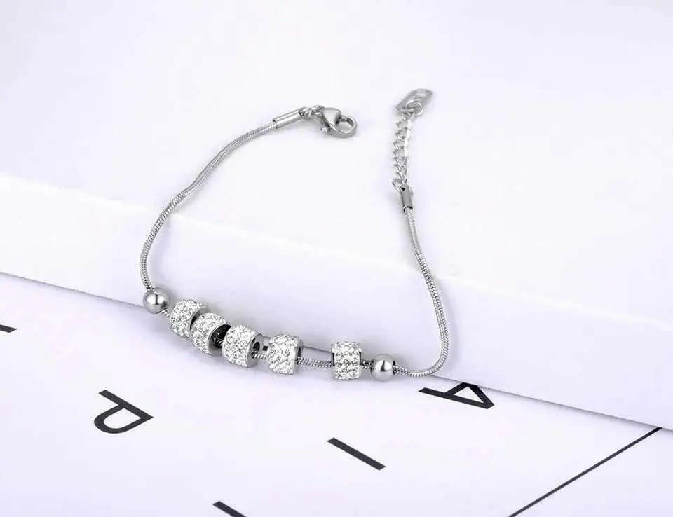 Stainless Steel 5 Cz Bead Bracelet - Anxiety Relief Jewellery - Mindful Rings