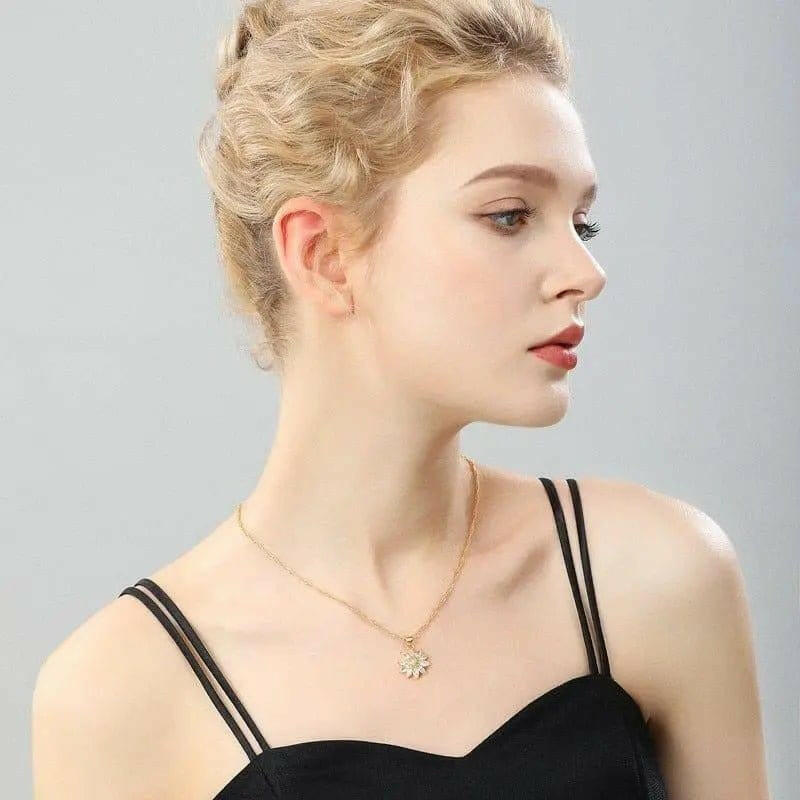 The Balance Collection - Spinning Necklace Gold Plated Sunflower Pendant - Mindful Rings