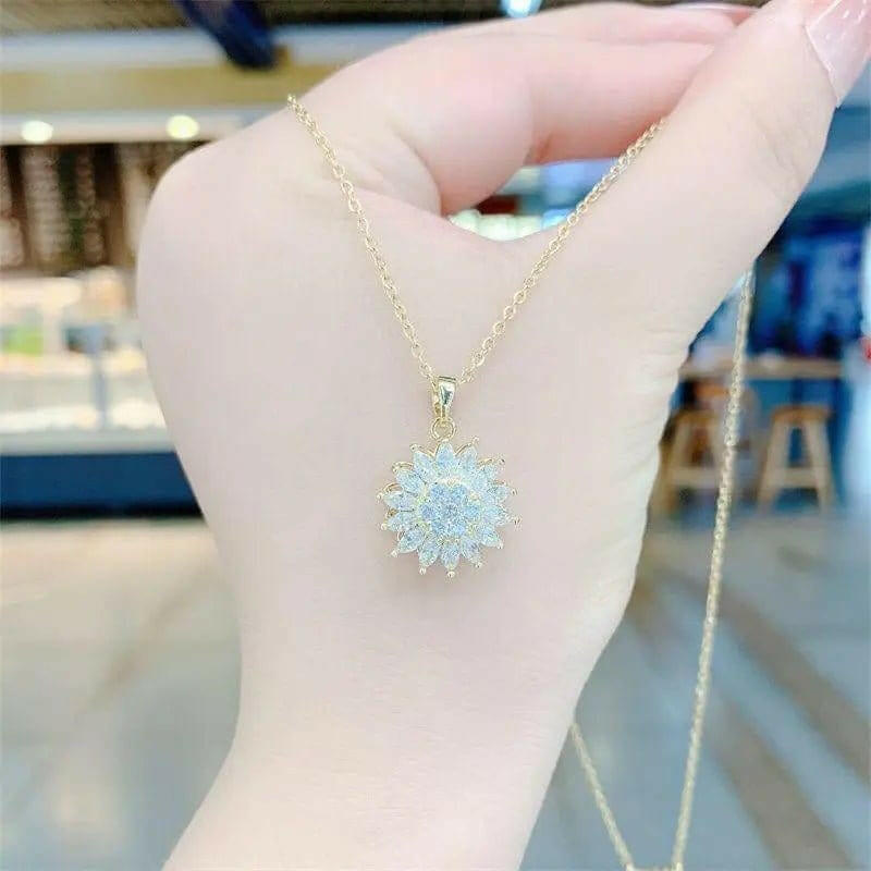 The Balance Collection - Spinning Necklace Sunflower Pendant - Mindful Rings