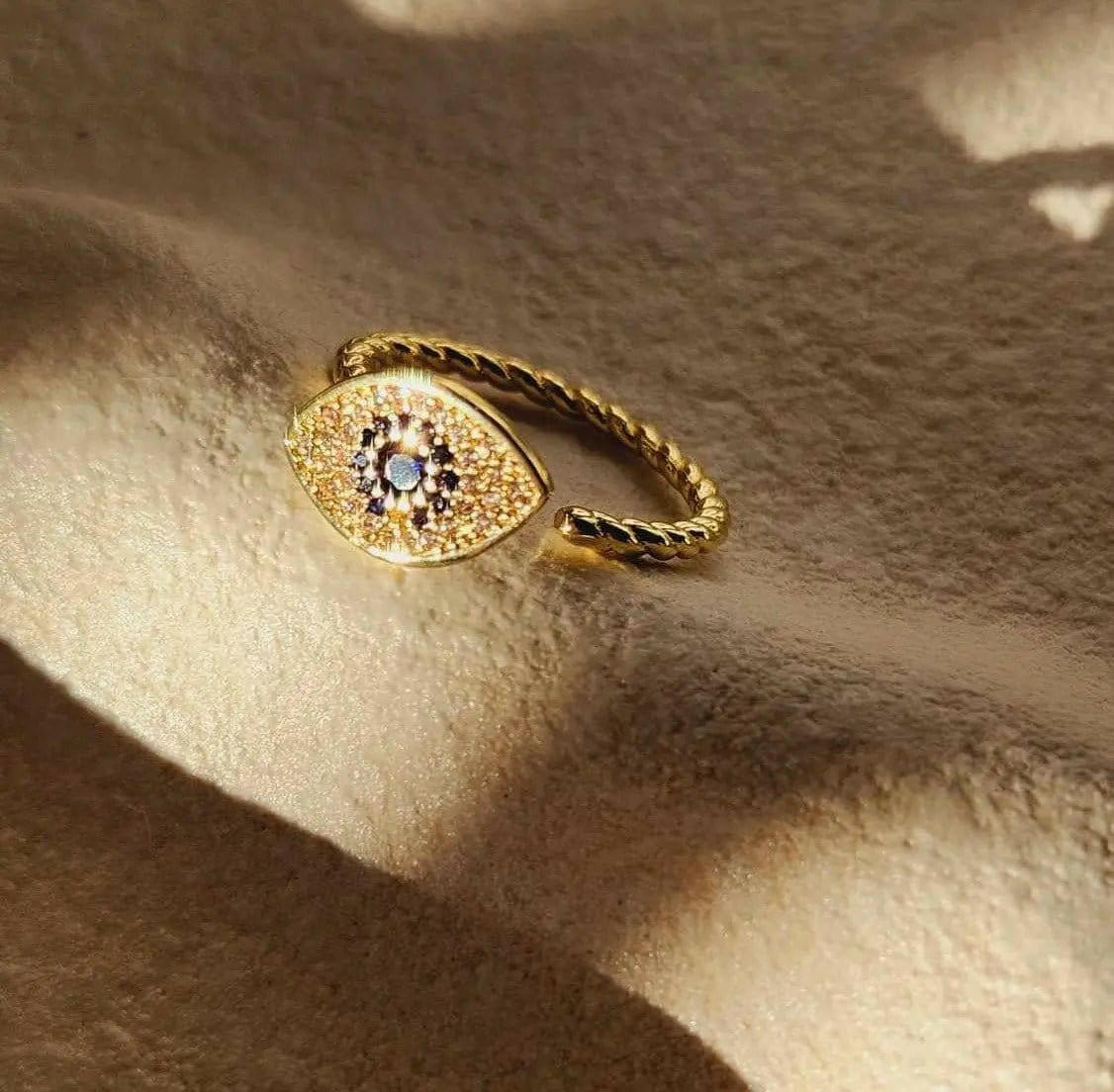 The Clarity Collection Mindful Rings - Gold Plated Evil Eye Fidget Spinner Ring - Mindful Rings