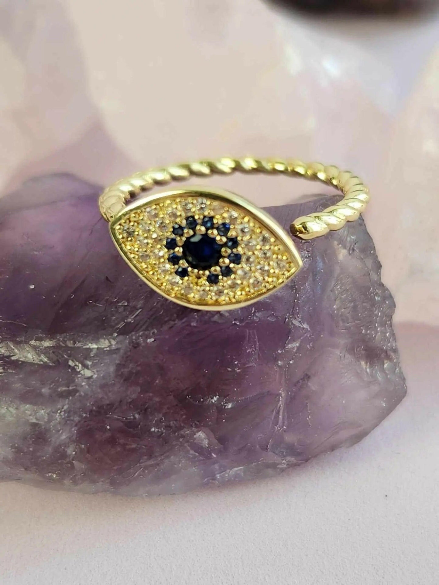 The Clarity Collection Mindful Rings - Gold Plated Evil Eye Fidget Spinner Ring - Mindful Rings