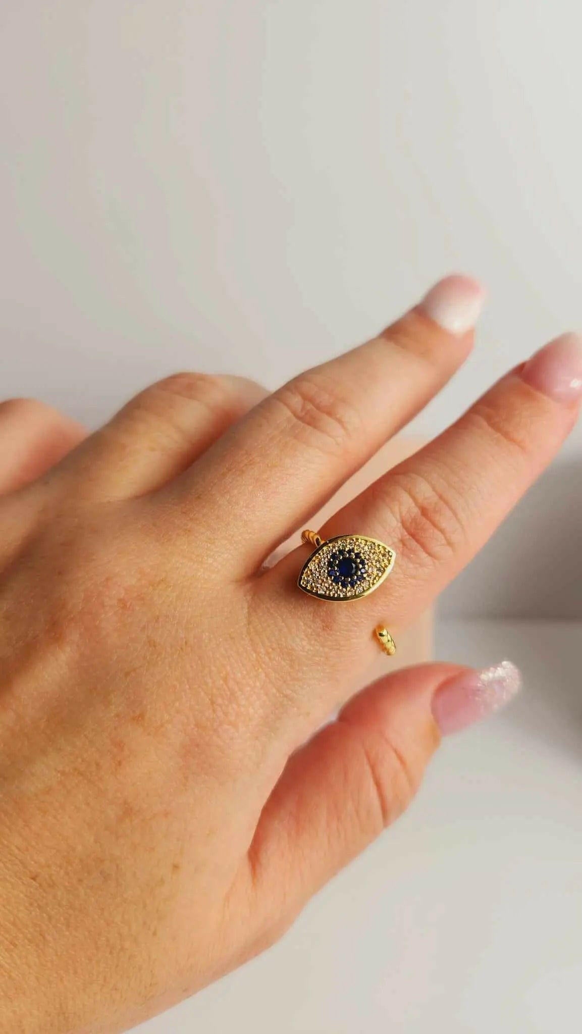 The Clarity Collection Mindful Rings - Gold Plated Evil Eye Fidget Spinner Ring - Mindful Rings