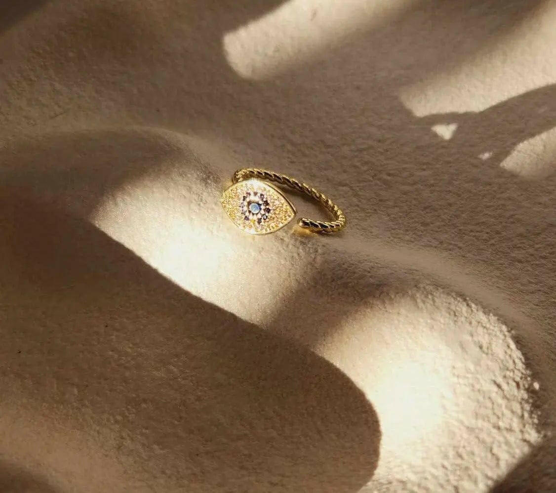 The Clarity Collection Mindful Rings - Gold Plated Evil Eye Fidget Spinner Ring - Mindful Rings