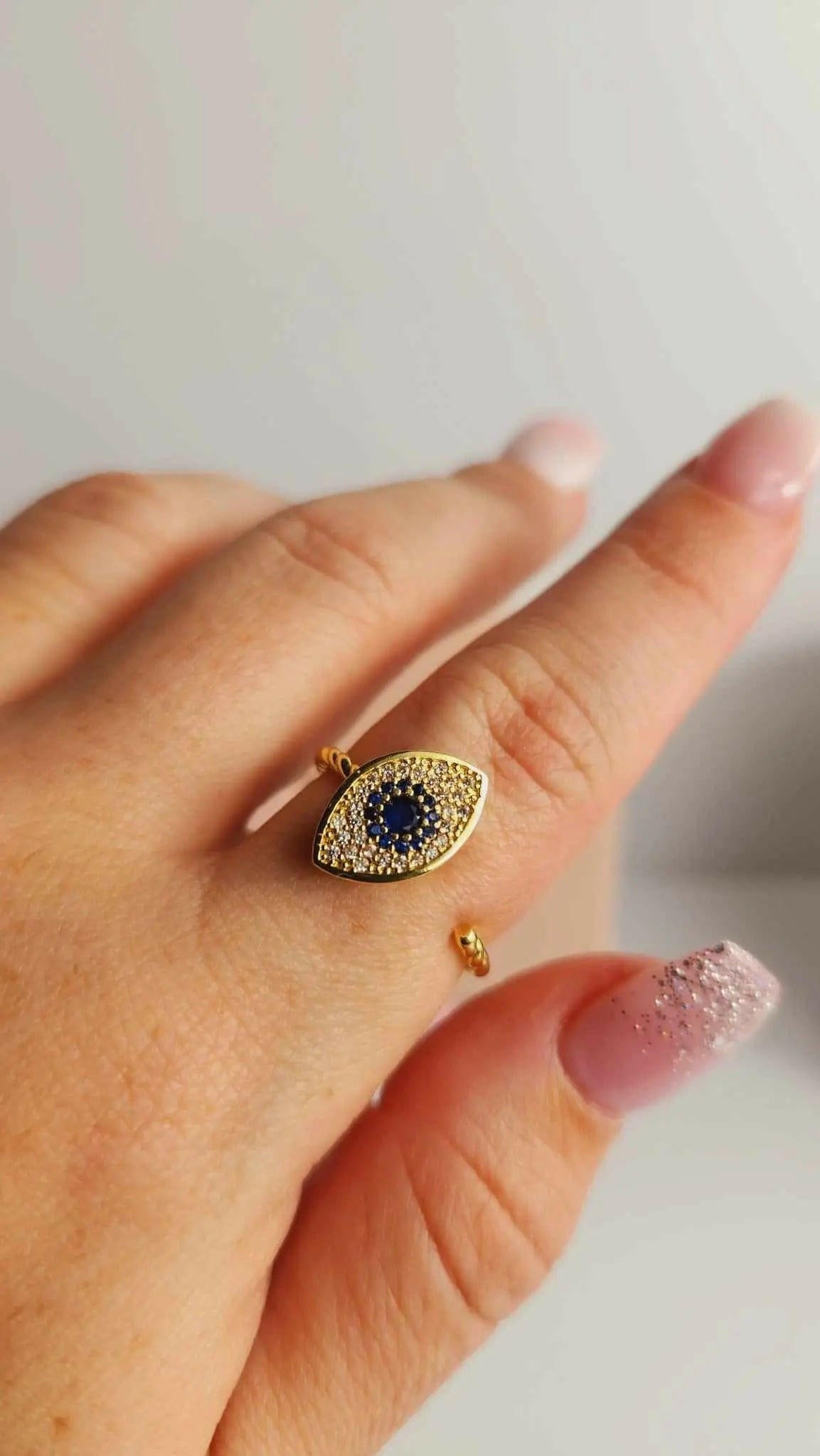 The Clarity Collection Mindful Rings - Gold Plated Evil Eye Fidget Spinner Ring - Mindful Rings