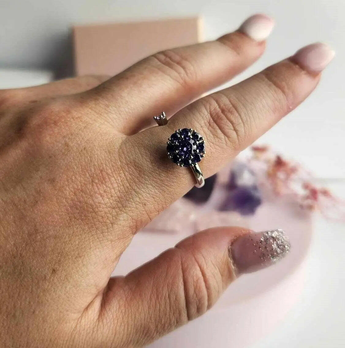 The Essential Collection Mindful Rings - Deep Purple Gemmed Fidget Spinner Ring - Mindful Rings