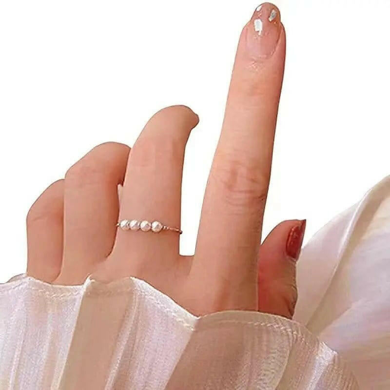 The Gold Plated - White Faux Pearl Fidget Anxiety Ring - Mindful Rings