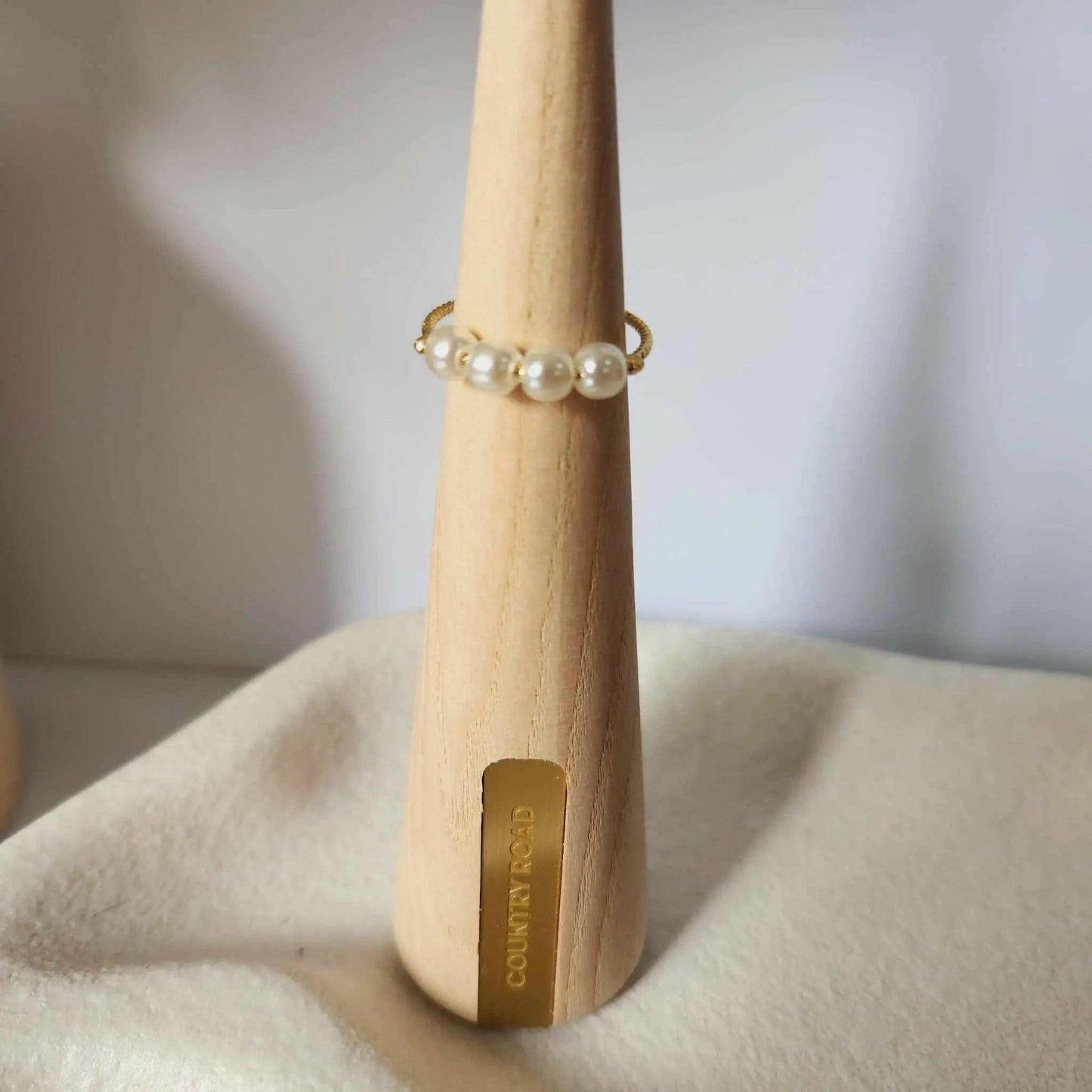 The Gold Plated - White Faux Pearl Fidget Anxiety Ring - Mindful Rings