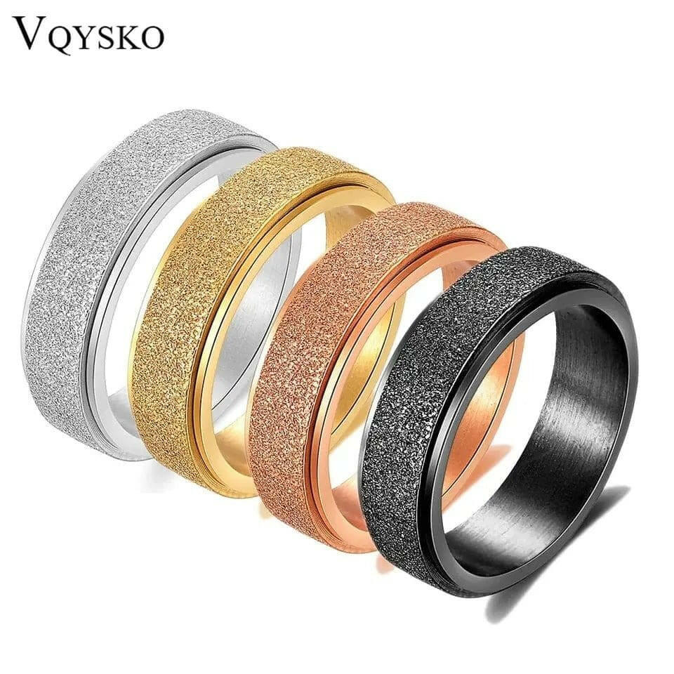 6mm Frosted Glitter Titanium Rotating Ring - Black - Mindful Rings
