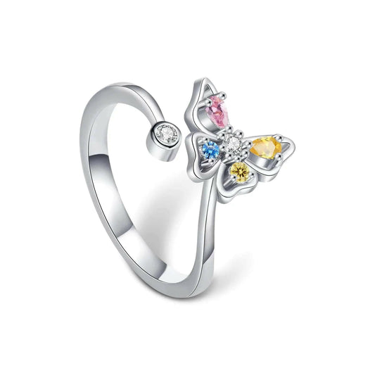 Butterfly Love Ring - Non Spinning Ring Kids Size Ring - Mindful Rings