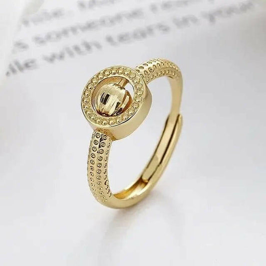 Mental Health Matters Bead Gold Plated Ring - Spinning Rotating Fidget Anxiety Ring - Mindful Rings