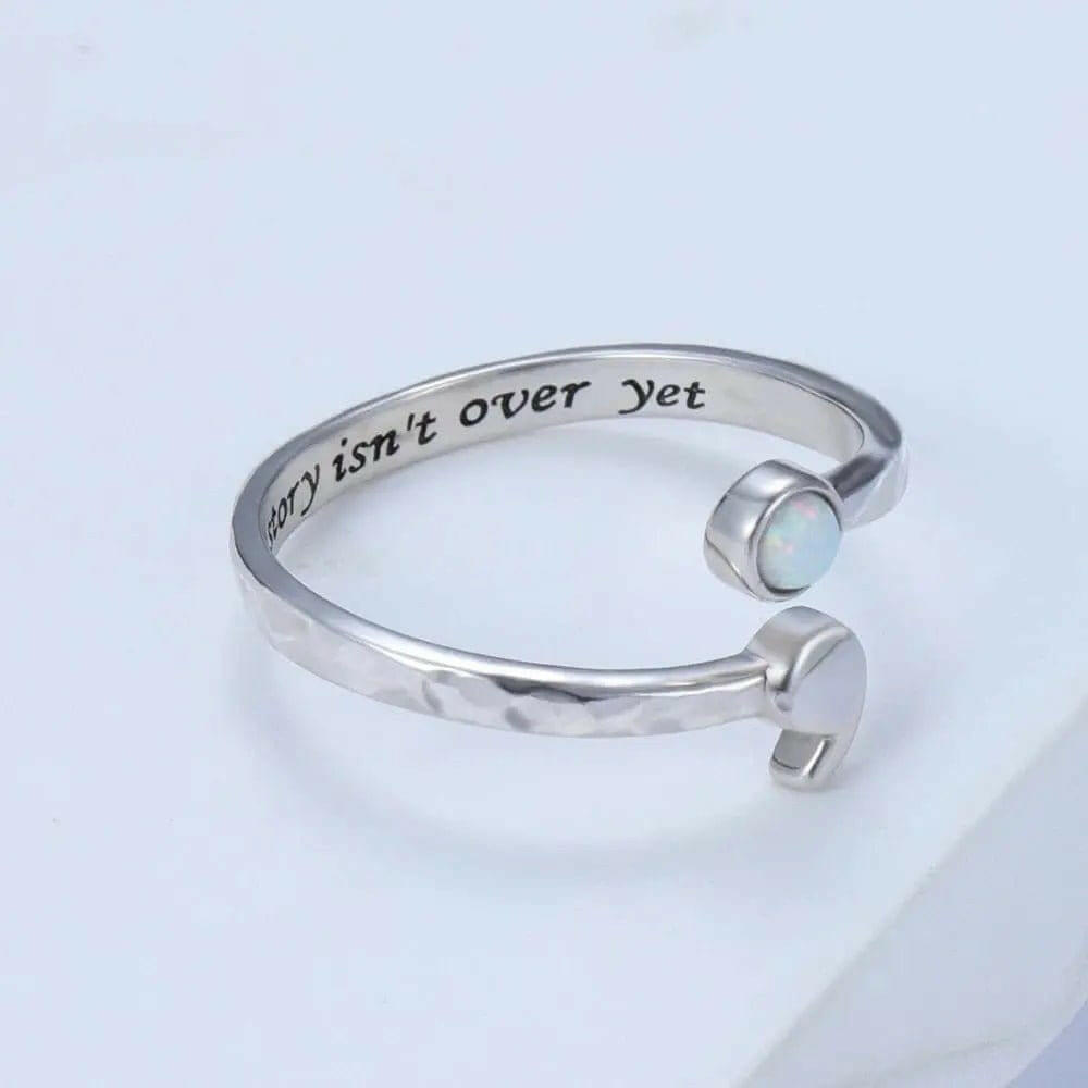 Mental Health Matters - Opal 925 Sterling Silver Semicolon "My Story Isnt Over Yet" Engraving - Mindful Rings