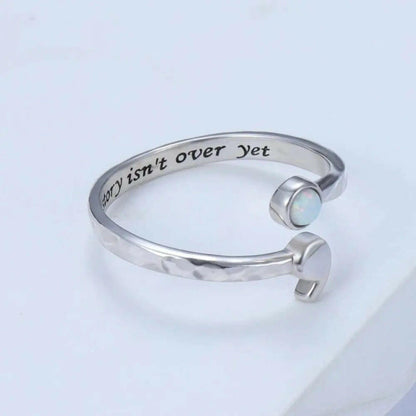 Mental Health Matters - Opal 925 Sterling Silver Semicolon "My Story Isnt Over Yet" Engraving - Mindful Rings