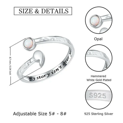 Mental Health Matters - Opal 925 Sterling Silver Semicolon "My Story Isnt Over Yet" Engraving - Mindful Rings