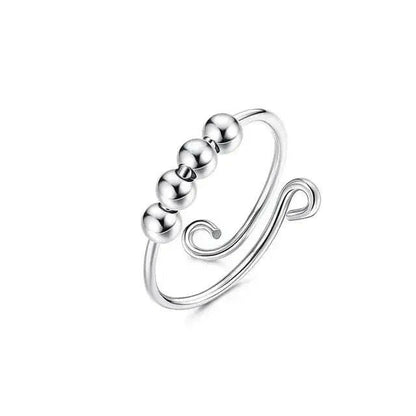 Minimalist 4 Bead - Silver Fidget Anxiety Ring - Mindful Rings