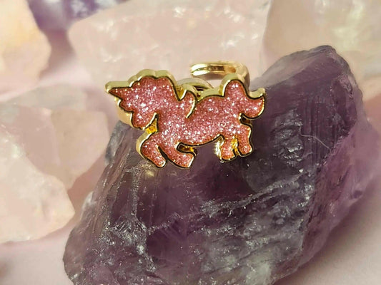 PRE ORDER The Ava - Pink Glitter Unicorn Kids Fidget Spinner Ring - Mindful Rings