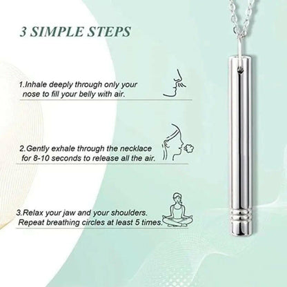 Silver Necklace Mindful Breathing Necklace Stress Relief - Mindful Rings