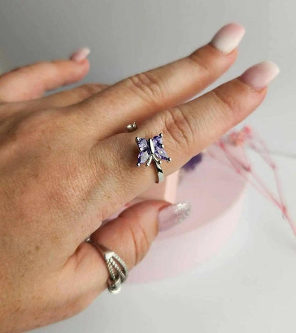 The Awakened Collection Mindful Rings - Purple Butterfly Fidget Spinner Ring - Mindful Rings