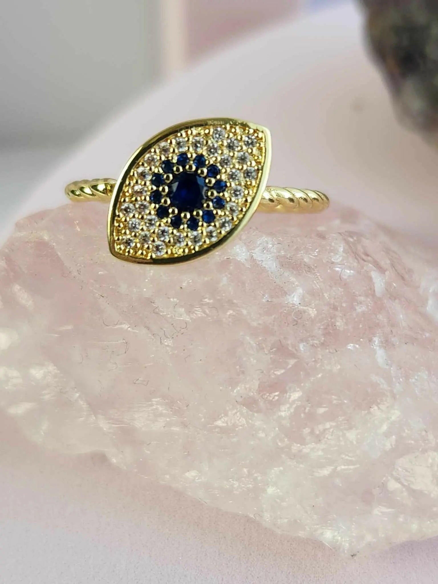 The Clarity Collection Mindful Rings - Gold Plated Evil Eye Fidget Spinner Ring - Mindful Rings