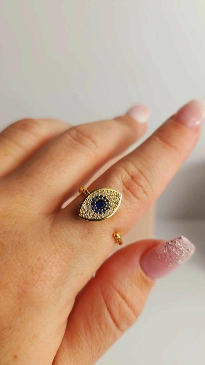 The Clarity Collection Mindful Rings - Gold Plated Evil Eye Fidget Spinner Ring - Mindful Rings