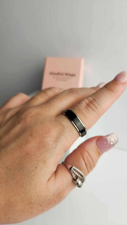 The Elevated Collection Men's Rotating Ring - Black Fidget Rotating Spinner Ring - Mindful Rings