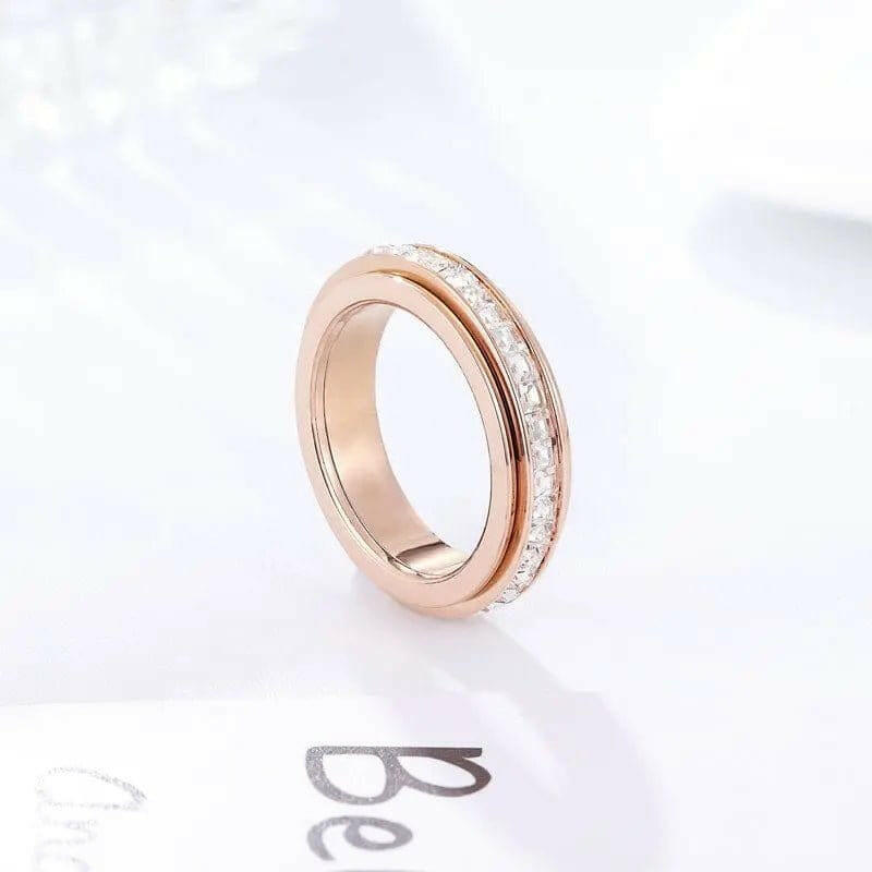 The Essence Collection Mindful Rings - Rose Gold Sterling Silver Fidget Rotating Spinner Ring - Mindful Rings