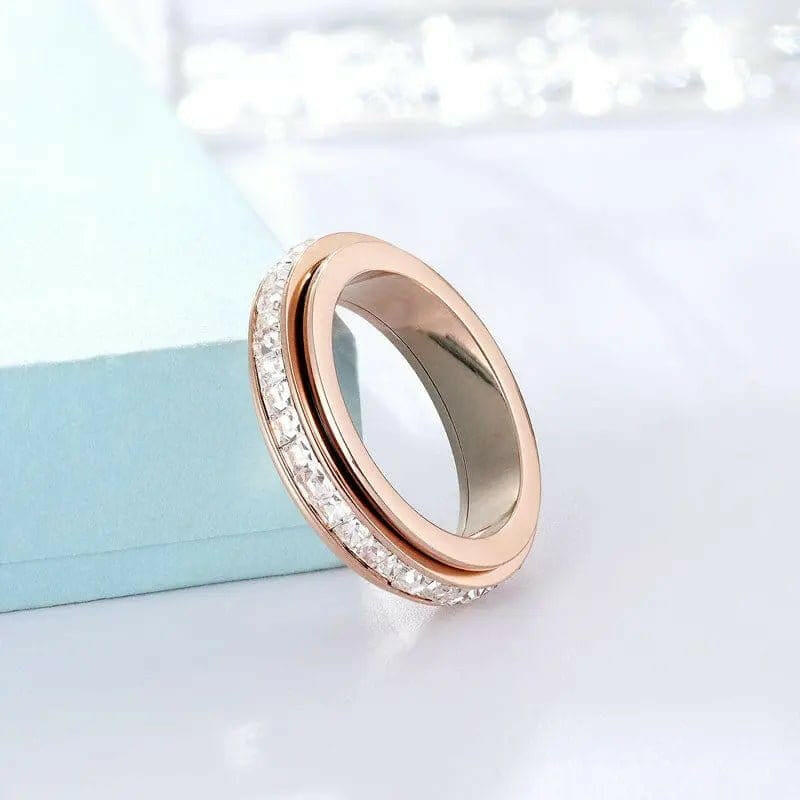 The Essence Collection Mindful Rings - Rose Gold Sterling Silver Fidget Rotating Spinner Ring - Mindful Rings