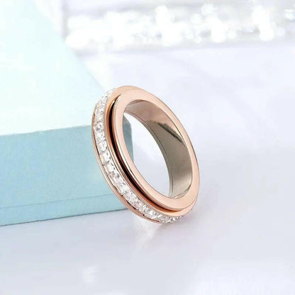 The Essence Collection Mindful Rings - Rose Gold Sterling Silver Fidget Rotating Spinner Ring - Mindful Rings