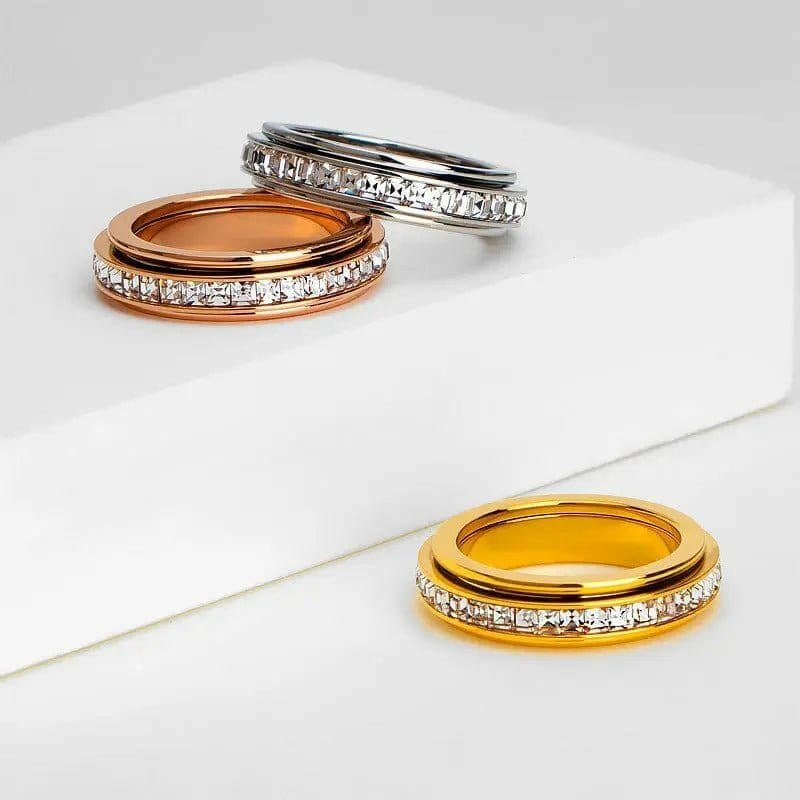 The Essence Collection Mindful Rings - Rose Gold Sterling Silver Fidget Rotating Spinner Ring - Mindful Rings