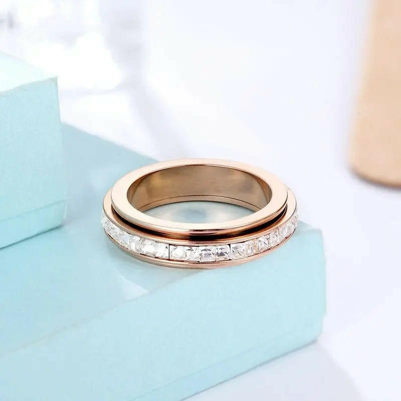 The Essence Collection Mindful Rings - Rose Gold Sterling Silver Fidget Rotating Spinner Ring - Mindful Rings