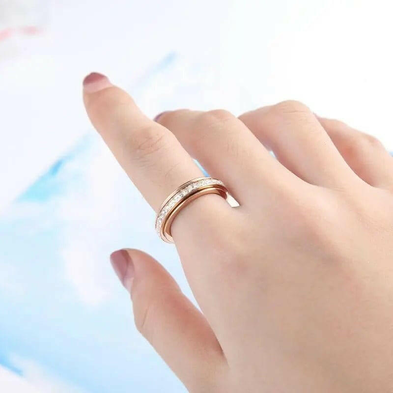 The Essence Collection Mindful Rings - Rose Gold Sterling Silver Fidget Rotating Spinner Ring - Mindful Rings