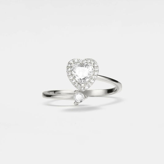 The Love - Centered Collection Mindful Rings - Clear Heart Gemmed Fidget Spinner Ring - Mindful Rings